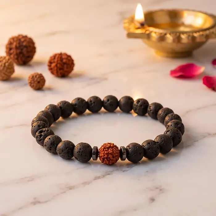 Divine Rudraksha Bracelet With Lava Stone