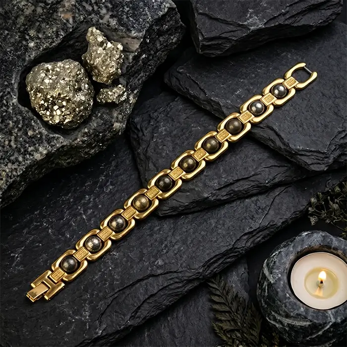 Metal Raw Pyrite Bracelet - Gold