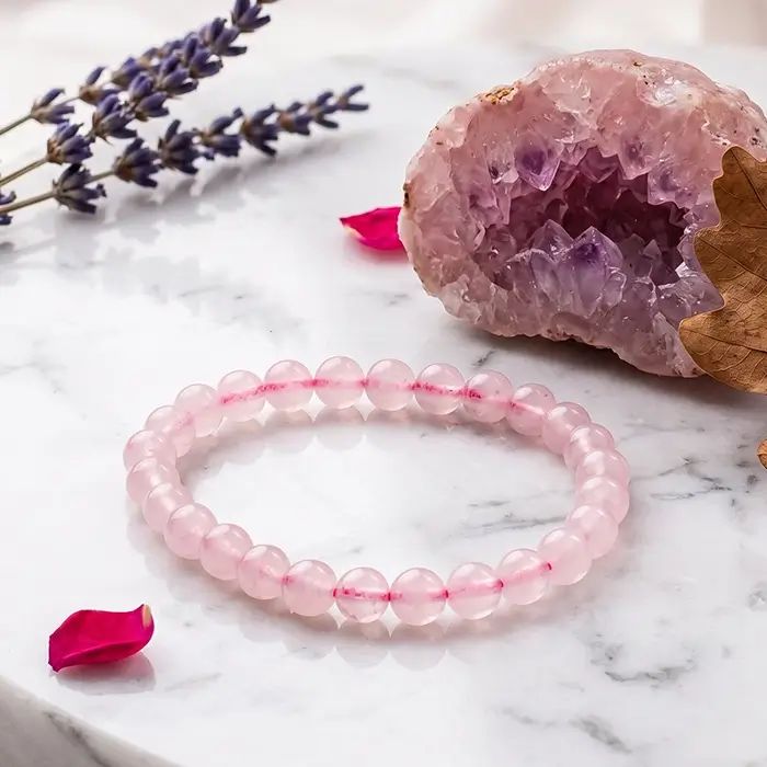 Rose Quartz Bracelet (Women - 6mm Beads)